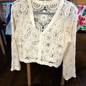 Chic Cream Crochet Cardigan